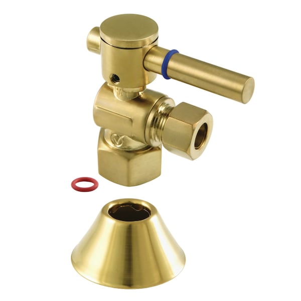 1/2" FIPx3/8" OD Comp Quarter-Turn Angle Stop Valve W/ Flange, Brass